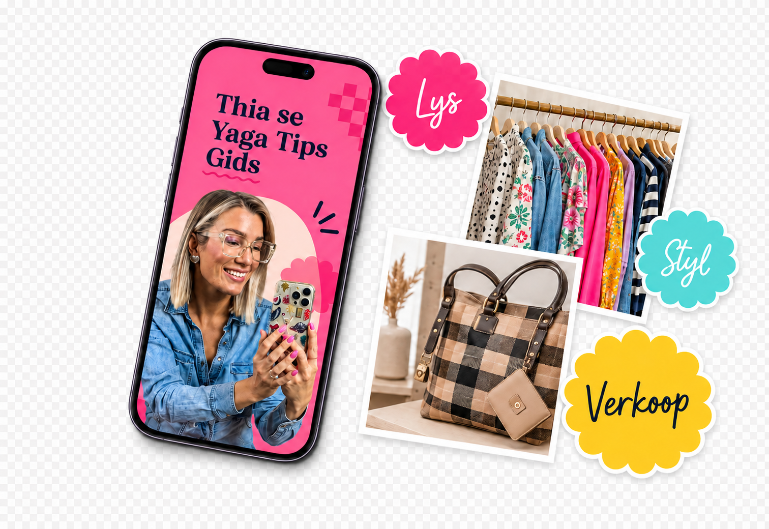 Thia se Yaga Tips Gids op ’n foon met mode-foto’s